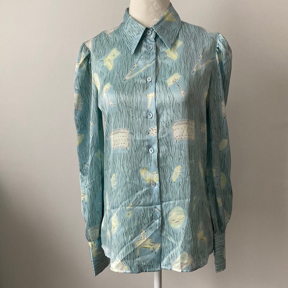 Vintage Fendi Jeans Roma Button Down Blue - Picture 1 of 11